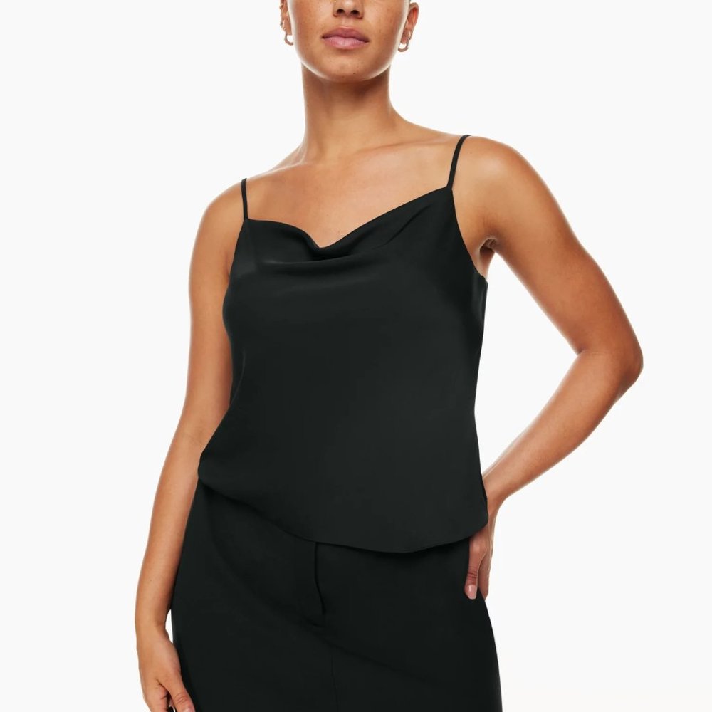 Aritzia Black Satin Cowl Neck Camisole